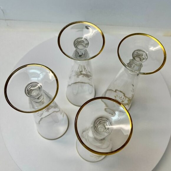 Set of 4 Vintage Champagne or Pilsner Gold Eagle Glasses with Patriotic Design - Picture 7 of 8